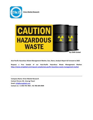 Asia-Pacific Hazardous Waste Management Market Size, Industry Trends, Share and Forecast 2019-2025
