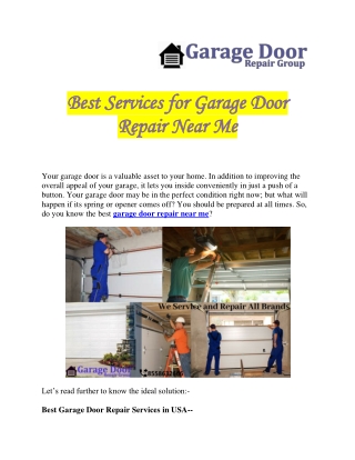 Best Services for Garage Door Repair Near Me