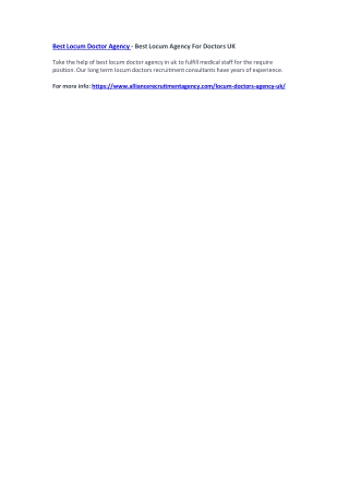 Best Locum Doctor Agency - Best Locum Agency For Doctors UK