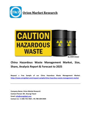 China Hazardous Waste Management Market Growth, Size, Share, Industry Report and Forecast 2019-2025