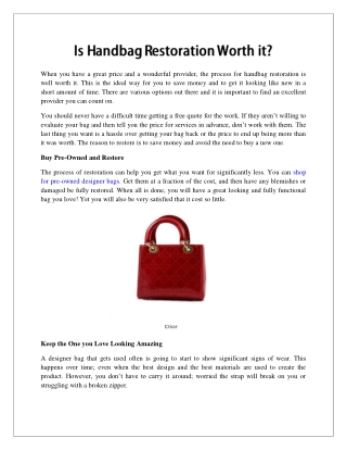 Is Handbag Restoration Worth it?