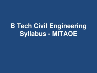 B Tech Civil Engineering Syllabus at MITAOE