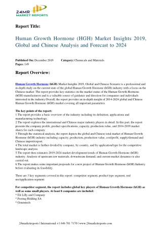 Human Growth Hormone (HGH) Market Insights 2019