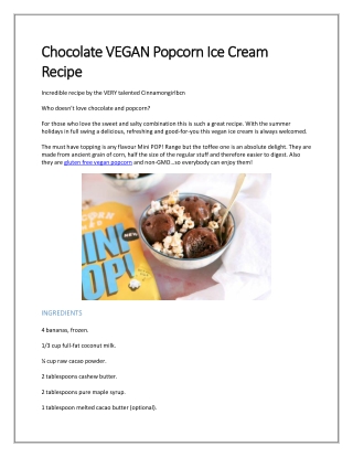 Chocolate VEGAN Popcorn Ice Cream Recipe