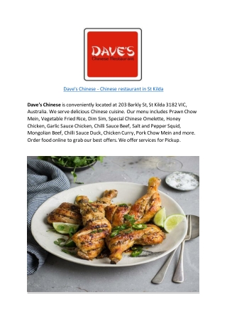 Dave's Chinese takeaway St Kilda, Melbourne - 5% Off