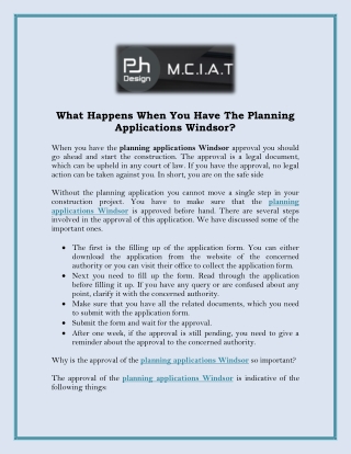 What Happens When You Have The Planning Applications Windsor?