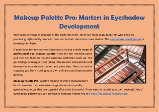 Makeup Palette Pro- Masters in Eyeshadow Development