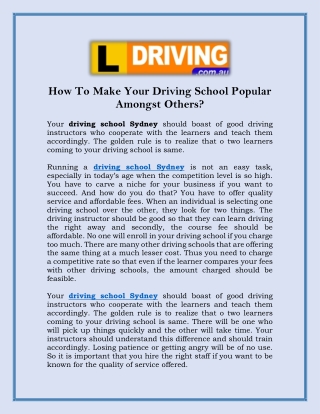 How To Make Your Driving School Popular Amongst Others