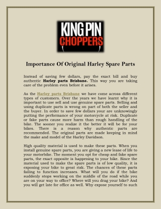 Importance Of Original Harley Spare Parts