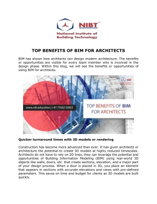 TOP BENEFITS OF BIM FOR ARCHITECTS