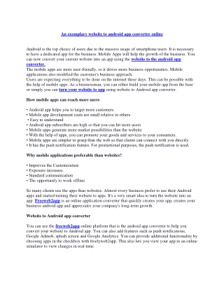 An exemplary website to android app converter online