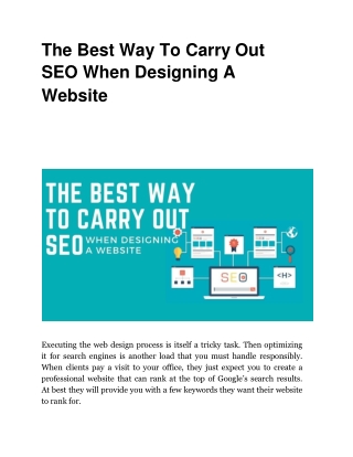 The Best Way To Carry Out SEO When Designing A Website