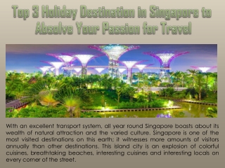 Top 3 Holiday Destination in Singapore to Absolve Your Passion for Travel