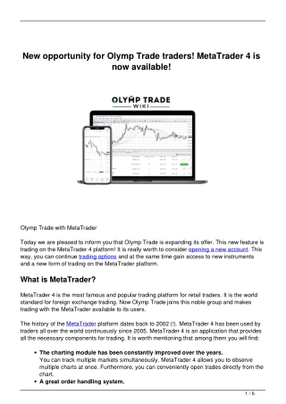 Olymp Trade traders! MetaTrader 4 is now available!