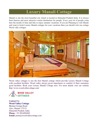 Luxury Manali Cottage