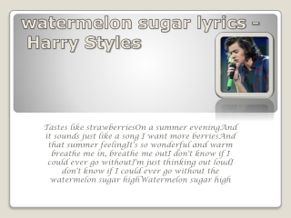 watermelon sugar lyrics - Harry Styles