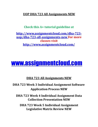 DHA 723 All Assignments NEW