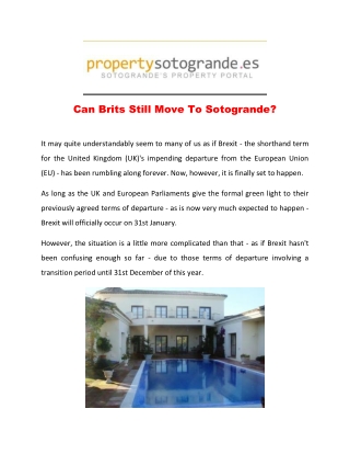 Can Brits Still Move To Sotogrande?