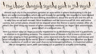 THE UPPER GAMBLING STARTING POINT IN THE WORLD