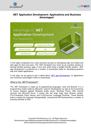 .NET Application Development : Applications and Business Advantages!