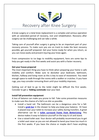 Recovery after Knee Surgery