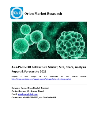 Asia-Pacific 3D Cell Culture Market Size, Industry Trends, Share and Forecast 2019-2025