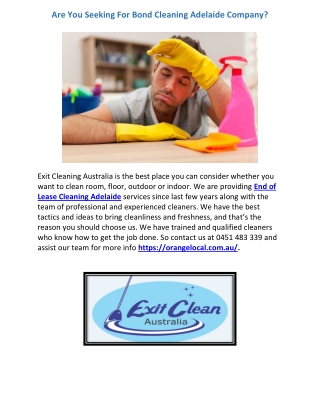 Are You Seeking For Bond Cleaning Adelaide Company?