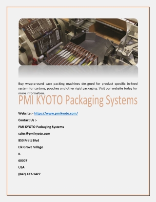 Wrap Around Case Packing Machine - PMI KYOTO Packaging Systems