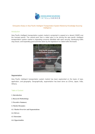Comprehensive Report on Asia Pacific (APAC) Intelligent Transportation System Market