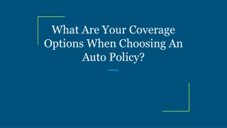 What Are Your Coverage Options When Choosing An Auto Policy?