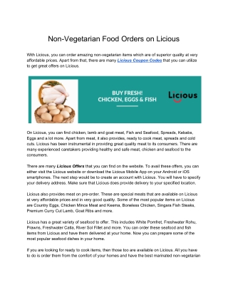 Non-Vegetarian Food Orders on Licious
