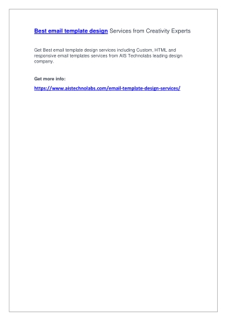 Best email template design Services from Creativity Experts