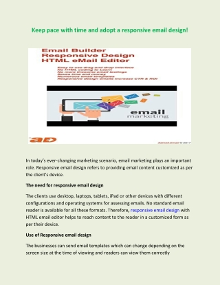 Keep pace with time and adopt a responsive email design!