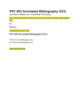 PSY 663 Annotated Bibliography GCU