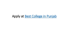 Apply at Best College in Punjab