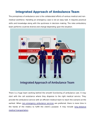 Integrated approach of ambulance team