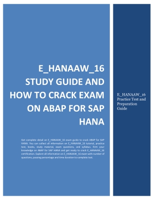 E_HANAAW_16 Study Guide and How to Crack Exam on ABAP for SAP HANA