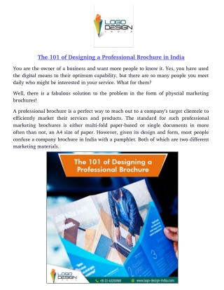 The 101 of Designing a Professional Brochure in India