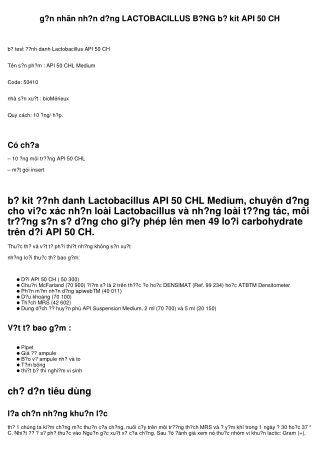 identifier LACTOBACILLUS BẰNG bộ kit API 50 CH