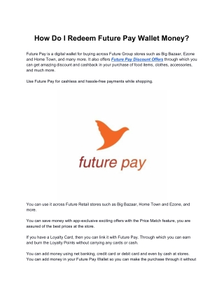 How Do I Redeem Future Pay Wallet Money?