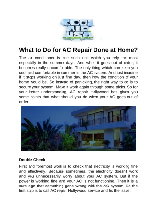 What to Do for AC Repair Done at Home?