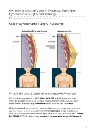 Gynecomastia surgery cost in Warangal