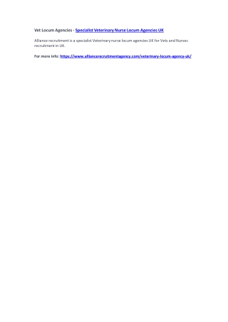 Vet Locum Agencies - Specialist Veterinary Nurse Locum Agencies UK