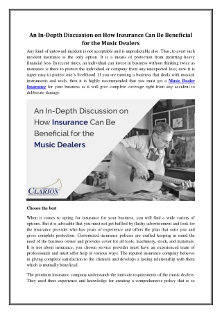 An In-Depth Discussion on How Insurance Can Be Beneficial for the Music Dealers