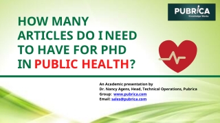 How many articles do I need to have for PhD in public health? -Pubrica