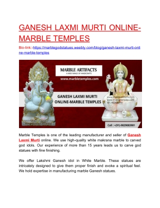 GANESH LAXMI MURTI ONLINEMARBLE TEMPLES