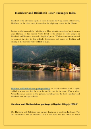 Haridwar and Rishikesh Tour Packages India