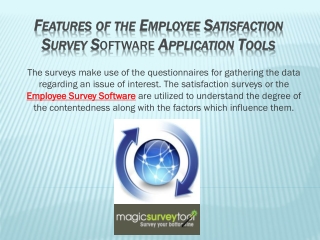 FEATURES OF THE EMPLOYEE SATISFACTION SURVEY Software APPLIC