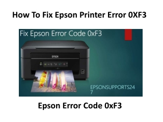 How To Fix Epson Printer Error 0XF3