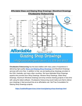 Affordable Glass and Glazing Shop Drawings | Storefront Drawings - Chudasama Outsourcing